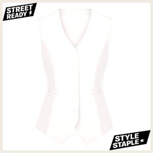 Women's Formal Fitted V-Neck Vest Fully Lined with Pockets